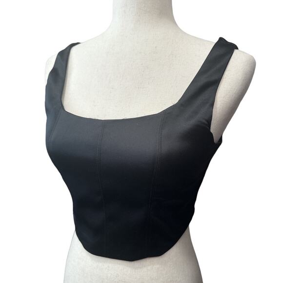 House of Harlow x Revolve Black Satin Crop Tank S - Picture 2 of 8